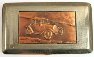 Vintage Model A Ford Germany Antique Car Copper Top Box Container Snuff Trinket