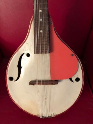 Vintage strad O Lin mandolin 1955 Red and white mandolin 4