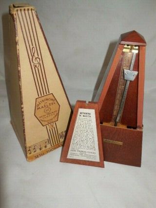 Vintage Seth Thomas Metronome De Maelzel And Box 7 Mahogany