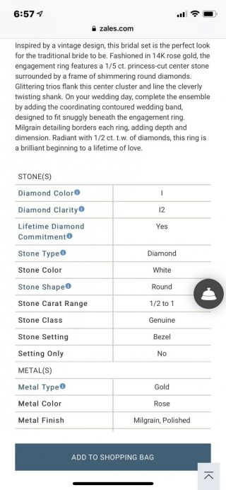 Zales Diamond Halo Vintage - Style Bridal Set 14K Rose Gold Size 6.  75 11