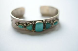 Vtg Navajo Etta Endito Sterling Silver Turquoise Bangle Bracelet