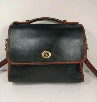Vintage Coach Spectator Court Black And Brown Two Tone Crossbody,  Rare,  Htf