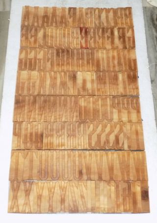 112 piece Vintage Letterpress wood wooden type printing blocks 85 m.  m.  bc - 1999 2