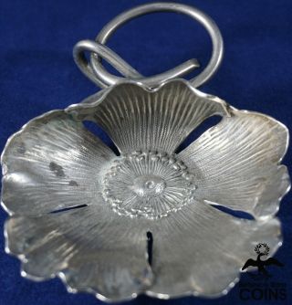 Sterling Silver (. 925) Flower Bowl Serving Spoon W/ Curled Handle - 29.  9 Grams