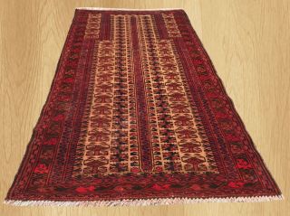 Hand Knotted Vintage Afghan Maldar Balouch Prayer Wool Area Rug 5 X 3 Ft (6567)