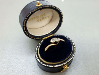 Antique Art Deco 9k 9ct Gold & Platinum Old Cut Diamond Toi Moi Ring Size K 5.  5