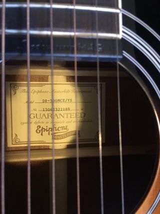 Epiphone Masterbilt DR - 500MCE Acoustic - Electric Guitar,  Vintage Sunburst 2