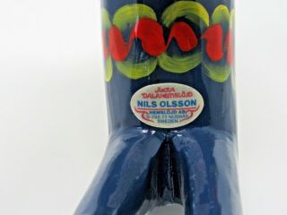 Vintage Nils Olsson Dala Horse Sweden Hand Painted Folk Scandinavian Blue 8 