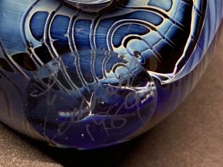 VTG Perfume Bottle Robert EICKHOLT Art Glass Signed Iridescent Studio Blue 1989 6