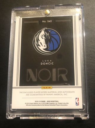 LUKA DONCIC ROOKIE PATCH AUTO RPA 2018 - 19 NOIR FOTL MAVS SP /99 RC RARE 2