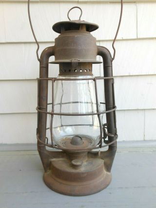 Antique Early Dietz 1907 No.  1 Blizzard Mill Lantern W Globe - Industrial Lamp
