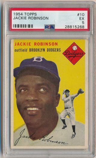 Jackie Robinson 1954 Topps 10 Graded Psa 5 Ex Brooklyn Dodgers Hof Vintage