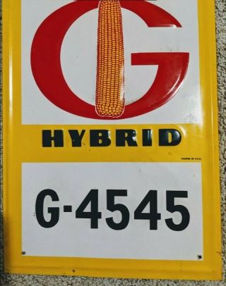 Funk ' s G Hybrid Seed Corn Metal Sign,  Vintage Yellow Red Black Embossed 3
