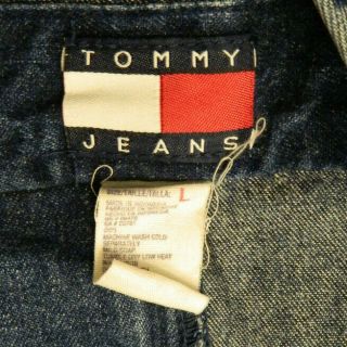 Tommy Hilfiger Large Overalls Blue Spell Out Vintage jeans Men (Mea 42x32) 3