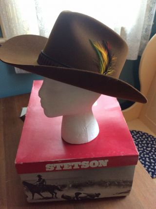 Vintage Stetson Cowboy Hat 4x Beaver Fur Chocolate 7 3/8 Never Worn