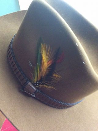 Vintage Stetson Cowboy Hat 4X Beaver Fur Chocolate 7 3/8 Never Worn 3