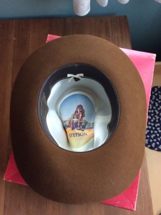 Vintage Stetson Cowboy Hat 4X Beaver Fur Chocolate 7 3/8 Never Worn 4