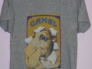 Vintage 80s Joe Camel Cigarettes Sneakers Label Tri Blend T Shirt Gray S