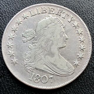 1807 Draped Bust Half Dollar 50c Rare Coin Better Grade Vf 16837