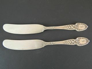 Tiffany & Co.  (2) Sterling Butter Tea Knives - Broom Corn 1890 M Pattern Antique