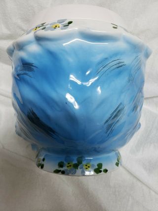 Vintage Lefton Miss Priss Cat Head Cookie Jar - Blue Flowers - 1502 3