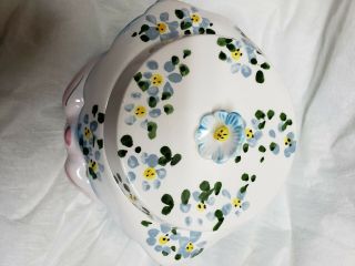Vintage Lefton Miss Priss Cat Head Cookie Jar - Blue Flowers - 1502 6