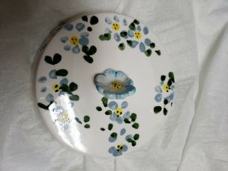 Vintage Lefton Miss Priss Cat Head Cookie Jar - Blue Flowers - 1502 7