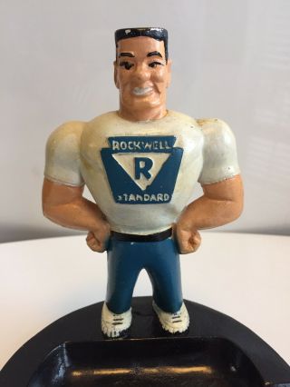 1940s Rocky Rockwell Advertising Figure Store Display Plaster Ashtray Vintage