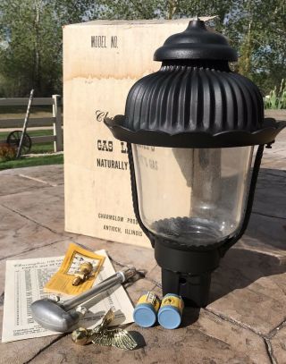 Nib Vintage Charmglow Outdoor Gas Lantern Post Lamp 1700 - Dib 1971 Light Yard