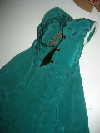 Antique French SILK FACE FLAPPER BOUDOIR BED DOLL silk dress felt hat lashes 8
