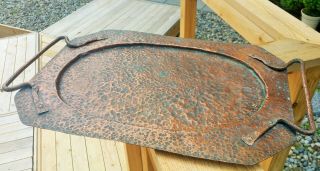Arts & Crafts Vtg Hand Hammered Copper Serving Tray Antique Table Sculpture