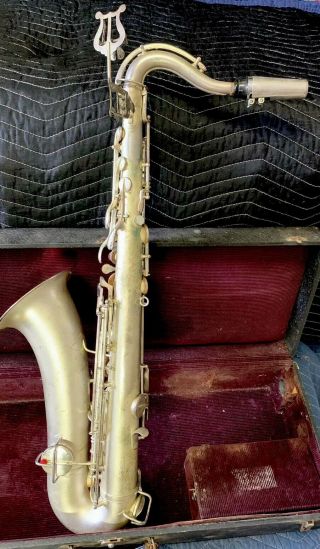 Vintage 1920’s Crusader / Conn Silver Tenor Saxophone W/ Case,