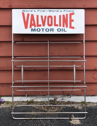 Vintage Valvoline Motor Oil Gas Service Station Display Rack Stand Up Sign 24x17