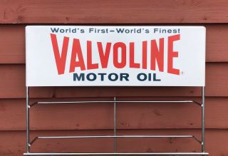 Vintage VALVOLINE Motor Oil Gas Service Station Display Rack Stand Up Sign 24x17 2