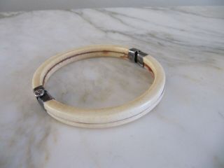 Vintage Bone And Silver India Bangle Bracelet (both Man And Woman)