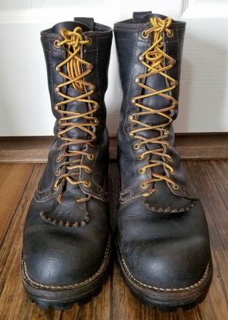 Vtg Wesco Jobmaster Black Lace Up Work Motorcycle Boots Lineman Logger Men 11 D