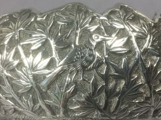 Early 20th century solid silver Indian bowl decorated with birds 6