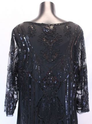 Unique Vintage Women ' s Marguax Beaded Fringe Flapper Dress AB3 Black Size 1X/16 4