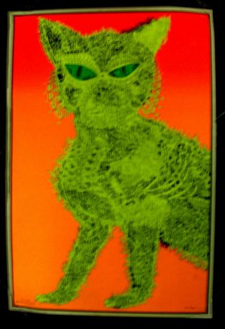 Vintage 1967 Psychedelic Electric Cat Black Light Poster - Joe Roberts - A.  Sirkia