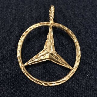 Michael Anthony Vintage Mercedes Benz Emblem 14k Gold Diamond Cut Pendant