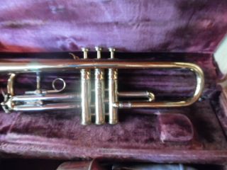 Vintage Antoine Courtois Brevete Trumpet Brass Paris France Case Accessories 2