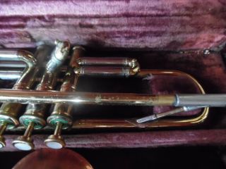 Vintage Antoine Courtois Brevete Trumpet Brass Paris France Case Accessories 8