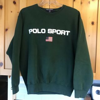 Vtg Polo Sport Ralph Lauren Mens Large Crewneck Sweatshirt Spellout Usa Flag
