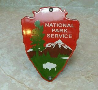 Vintage National Park Service Porcelain Sign Rv Camping Fishing Hunting 4wd