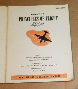 1944 Aircraft And Principles Of Flight Student Workbook,  Army Air Force Training 2