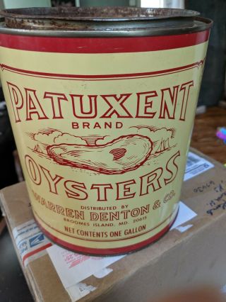 Vintage 1 Gallon Patuxent Oyster Tin/can Md - 96