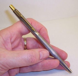 Rare Vintage 1960s Sterling Silver Gold Trim Parker 75 Cicelé Ballpoint Pen