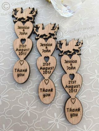 Personalised Welsh Dragon Wooden Love Spoons Favours,  Vintage Wedding Decoration