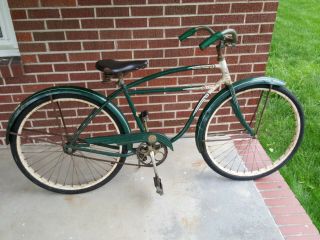 Vintage Schwinn Spitfire Flat Bar Tank Bike 1954 Mens 26 1954 Green 1956 Bicycle