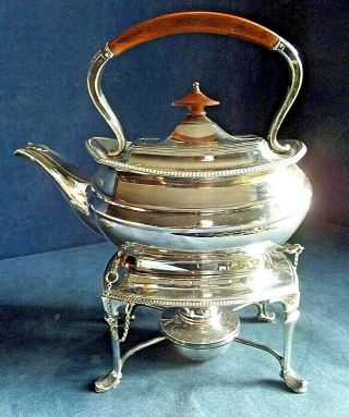 Large 12 " Silver Plated Spirit Kettle On Stand C1890 By Harrison